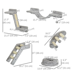 Étagères murales pour chat avec griffoir, échelle et panier