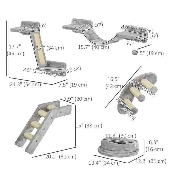 Étagères murales pour chat avec griffoir, échelle et panier