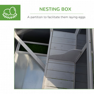 63" Wooden Chicken Coop with Nesting Box and Run