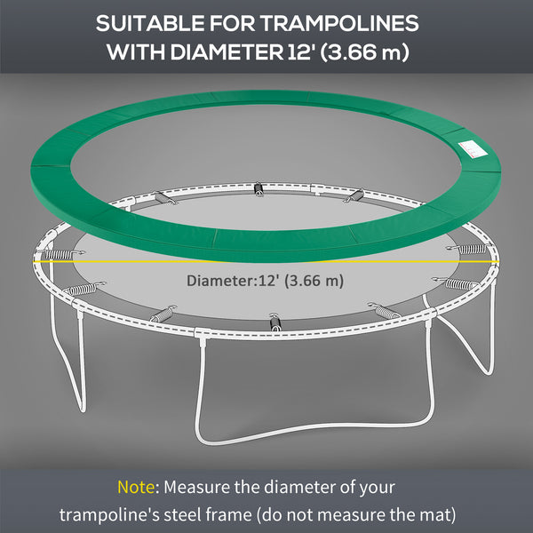 12ft Trampoline Spring Cover, Plastic Trampoline Replacement Pad Gym Bounce Jump Cover EPE Foam Safety Guard Padding Outdoor, Green