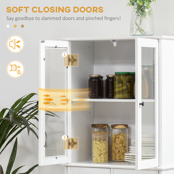 Meuble de rangement de 61 pouces avec portes en verre, blanc