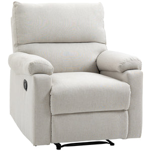 Fauteuil inclinable manuel avec repose-pieds et assise rembourrée, blanc crème