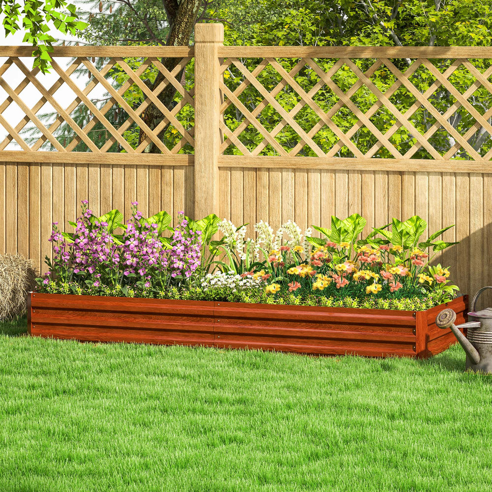 Galvanized raised planter, brown