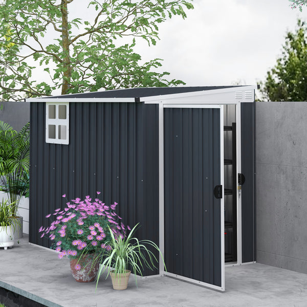 Metal garden shed with window, 2 vents and lockable door