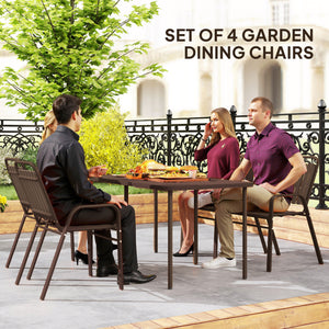 Stackable Outdoor Dining Chairs Set of 4, for Patio, Balcony, Deck, Garden, Dark Brown