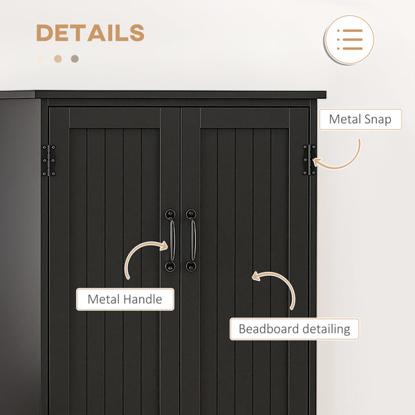 Garde-manger à 4 portes à plusieurs étages, noir