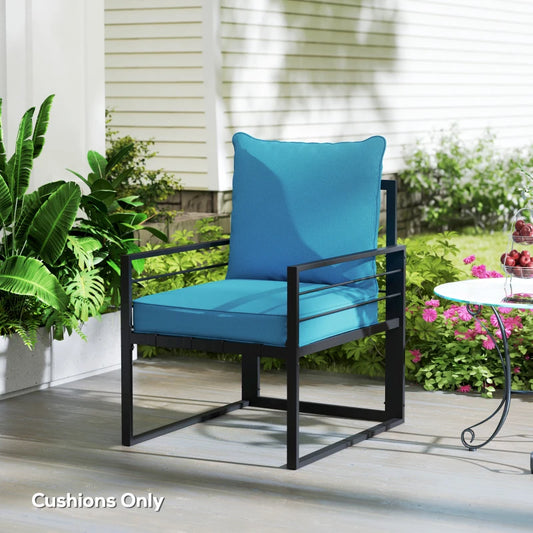 Coussins de chaise de patio épais et profonds pour siège d'extérieur avec coussin de dossier, turquoise