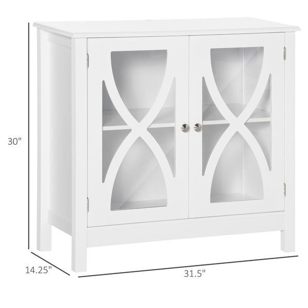 Buffet de cuisine avec porte vitrée, salon, blanc
