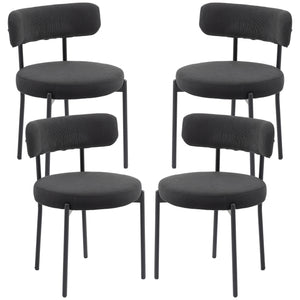 Lot de 4 chaises de cuisine modernes avec revêtement en velours côtelé noir