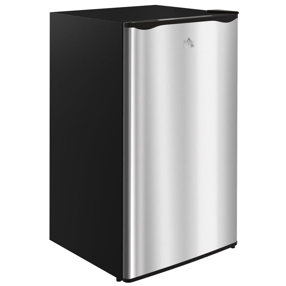 Réfrigérateur compact avec congélateur, étagère réglable, thermostat mécanique et porte réversible, argent