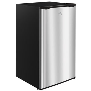 Réfrigérateur compact avec congélateur, étagère réglable, thermostat mécanique et porte réversible, argent