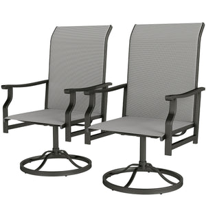 Ensemble de 2 chaises pivotantes d'extérieur avec dossier haut, gris clair