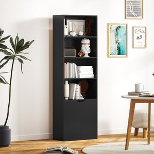 Bibliothèque ouverte à 4 niveaux avec portes, noir