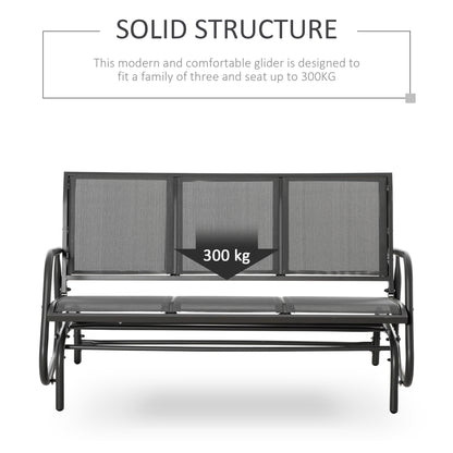 Outsunny 3 Seater Outdoor Rocking Chair, Steel Frame, Fabric Seat for Garden, Backyard, Lawn, Grey