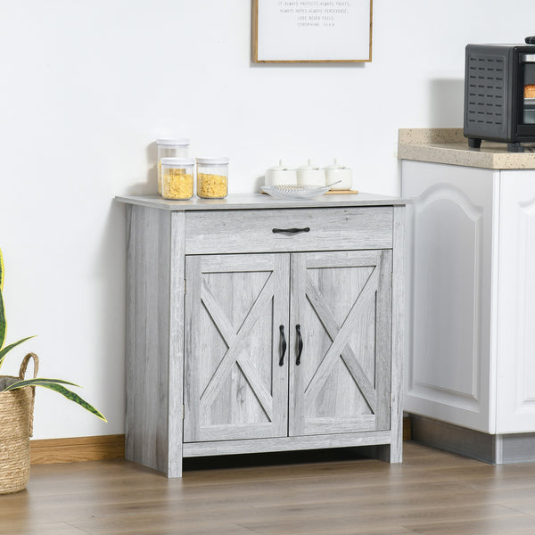 Buffet de style ferme avec portes coulissantes de style grange, finition gris veiné