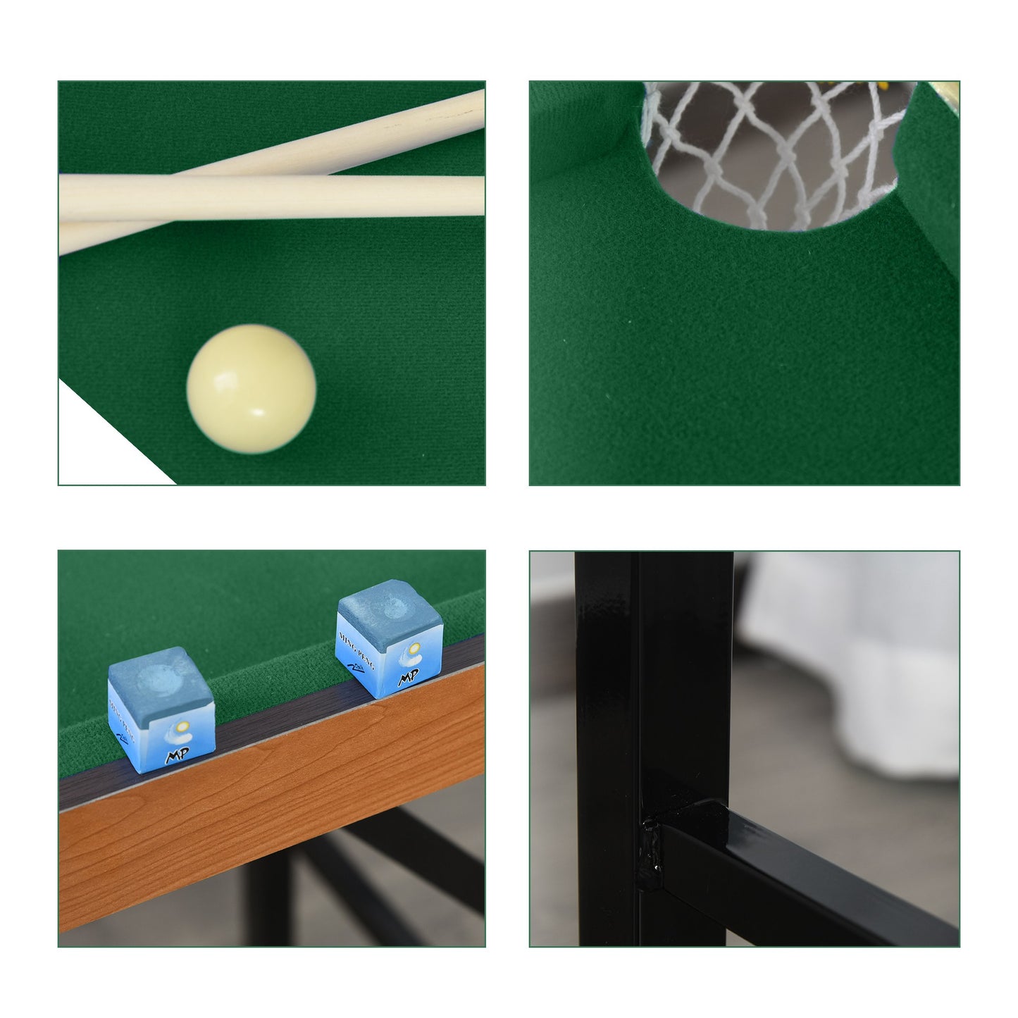 Mini table de billard portable 54,3" L avec queues, boule, craie et support pour enfants