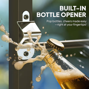 Table de bar d'extérieur avec ouvre-bouteille intégré