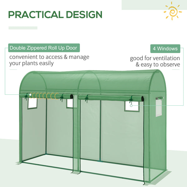 Green garden greenhouse with 2 doors and 4 windows
