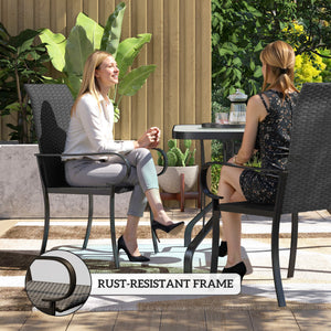 Chaises de salle à manger en rotin synthétique de 4 pièces avec cadre en acier, noir