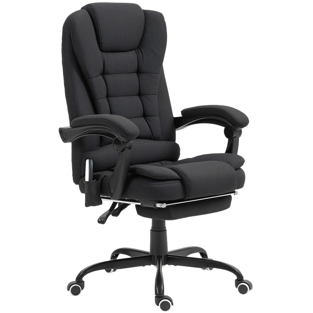 Fauteuil de massage vibrant à 7 points avec repose-pieds, noir