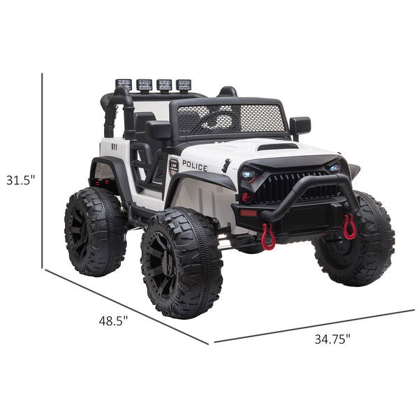Voiture de police électrique JEEP 12 V avec télécommande parentale, blanc