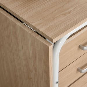 Bureau d'ordinateur pliable avec tiroirs et étagère de rangement, bois naturel