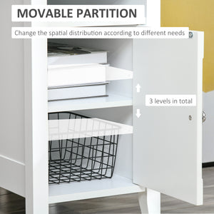 Table de chevet moderne en bois à 3 niveaux avec étagère coulissante, blanc