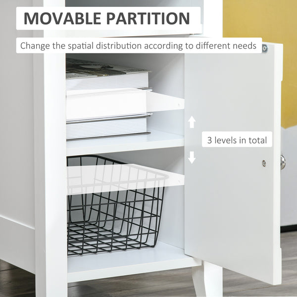 Table de chevet moderne en bois à 3 niveaux avec étagère coulissante, blanc