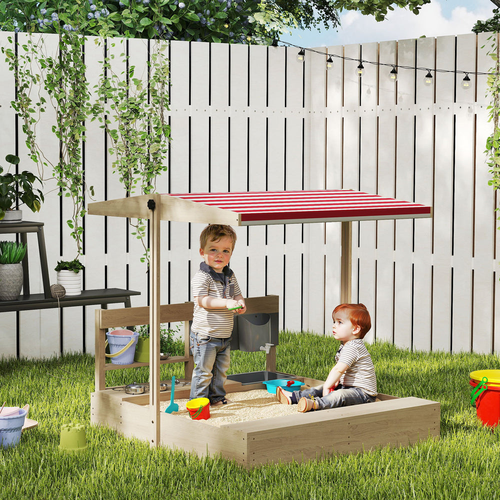 Sandbox avec couvercle, cuisine, jouets pour enfants de 3 à 7 ans, bois naturel