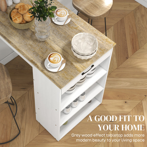 Bar table with drawer and 3 storage shelves