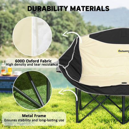 Chaise de camping double avec porte-gobelets et sac de transport, capacité de charge : 250 kg, kaki