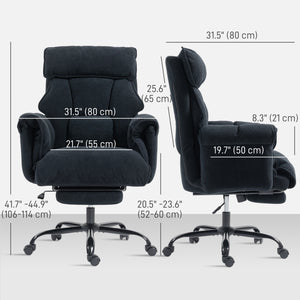 Chaise de bureau ergonomique avec repose-pieds, dossier réglable, soutien lombaire et appui-tête, noir