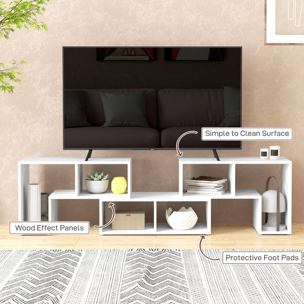 Meuble TV modulable 3 pièces avec 6 compartiments pour téléviseur jusqu’à 75 po – Blanc