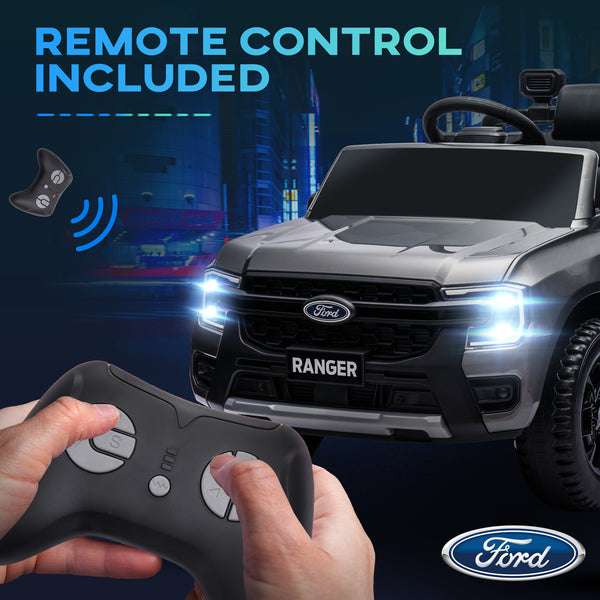 Ford Ranger 12V, sous licence avec rangement arrière, télécommande, gris