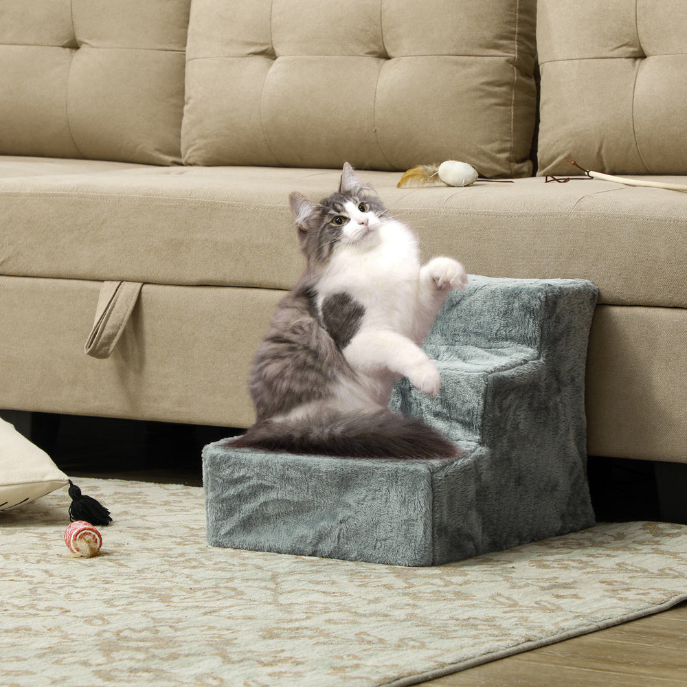 3-Step Dog Ramp with Removable Cover, Light Grey