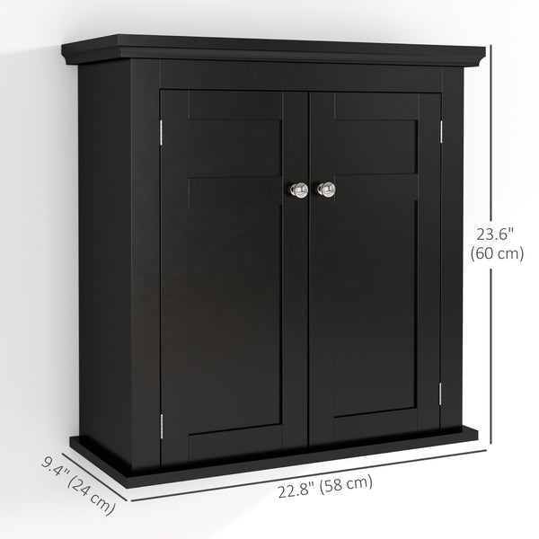 Armoire de salle de bain avec étagères réglable, noir