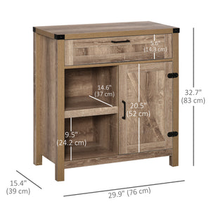 Rustic-style storage sideboard with barn doors, light oak finish