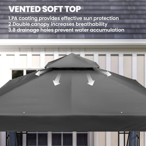 10'x10' Garden Gazebo Patio Canopy Portable Party Event Backyard w/ Mosquito Netting Dark Grey