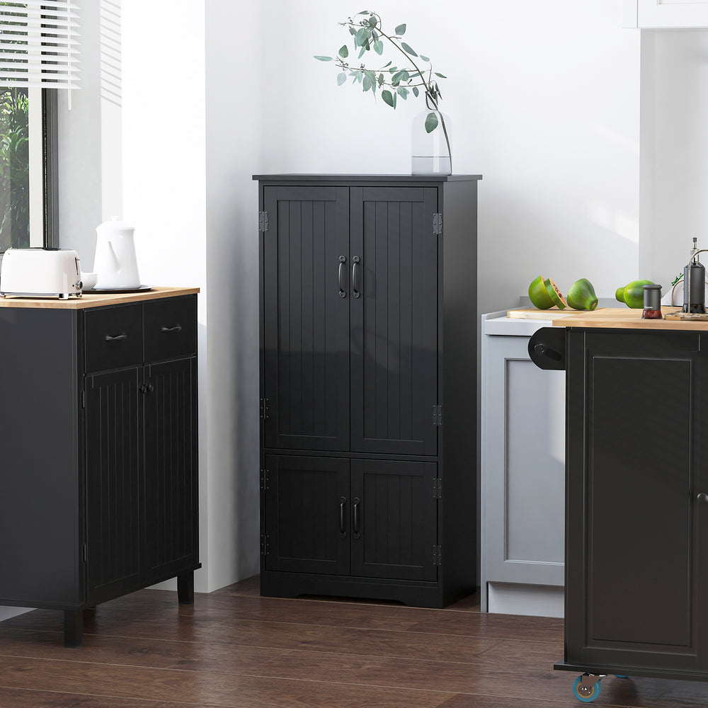 Garde-manger à 4 portes à plusieurs étages, noir
