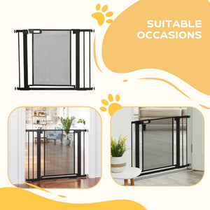 Barrière en métal avec porte à fermeture automatique et double verrouillage, noire