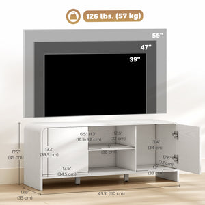 TV stand for TVs up to 55 inches with 2 cupboards and 2 shelves, white
