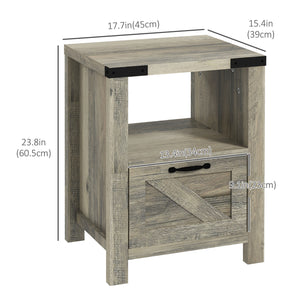 Table d'appoint style farmhouse avec rangement, gris