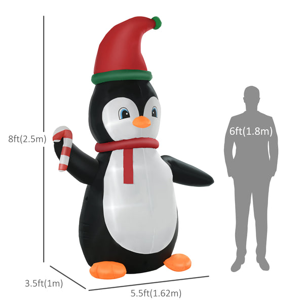 Pingouin gonflable tenant une canne à sucre de 2,4 mètres