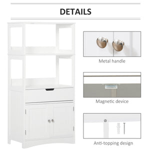 Bathroom cabinet with shelves, drawer and doors, for living room, white