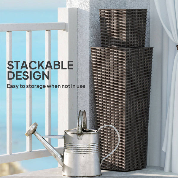 Lot de 2 grandes jardinières pour plantes d'extérieur avec trous de drainage, pots de fleurs d'extérieur