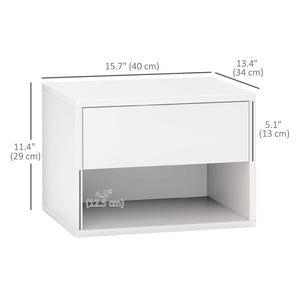Lot de 2 tables de chevet flottantes, fixation murale avec tiroir, blanc