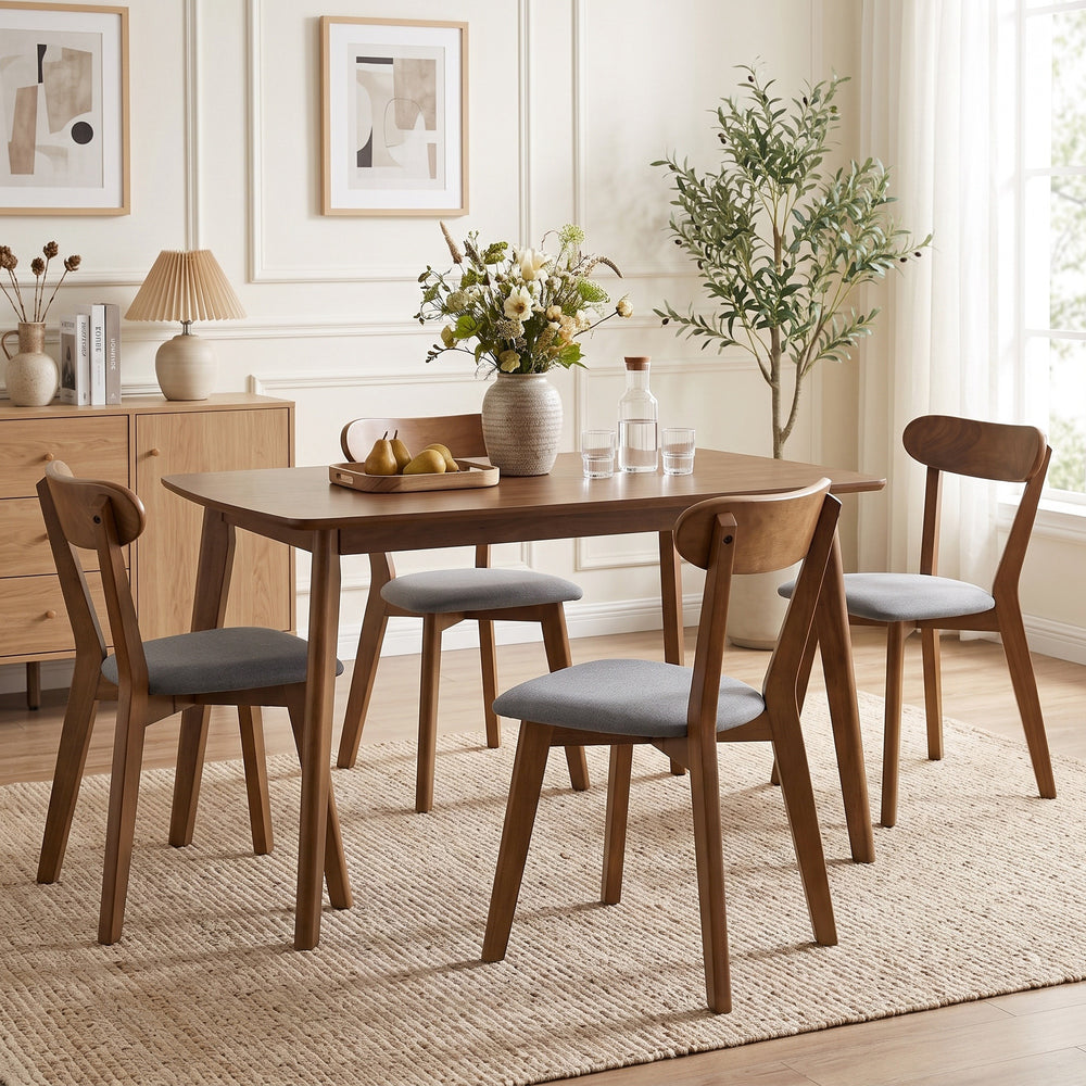 Chaises de salle à manger en bois, gris et brun, ensemble de 4