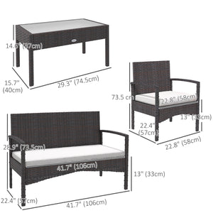 Ensemble de meubles de jardin 4 pièces avec canapé causeuse, blanc