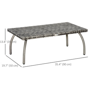 Table basse d'extérieur en rotin en résine tressée résistante aux intempéries