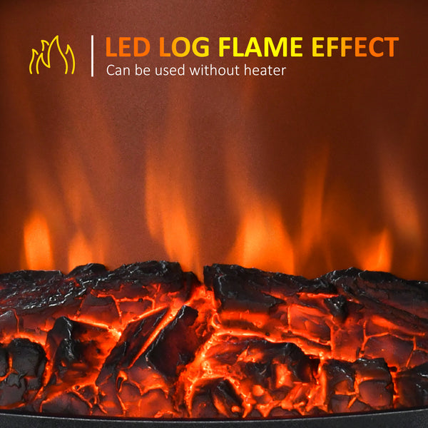 Poêle-cheminée autonome avec effet de flamme réaliste et température réglable 750 W/1 500 W, noir